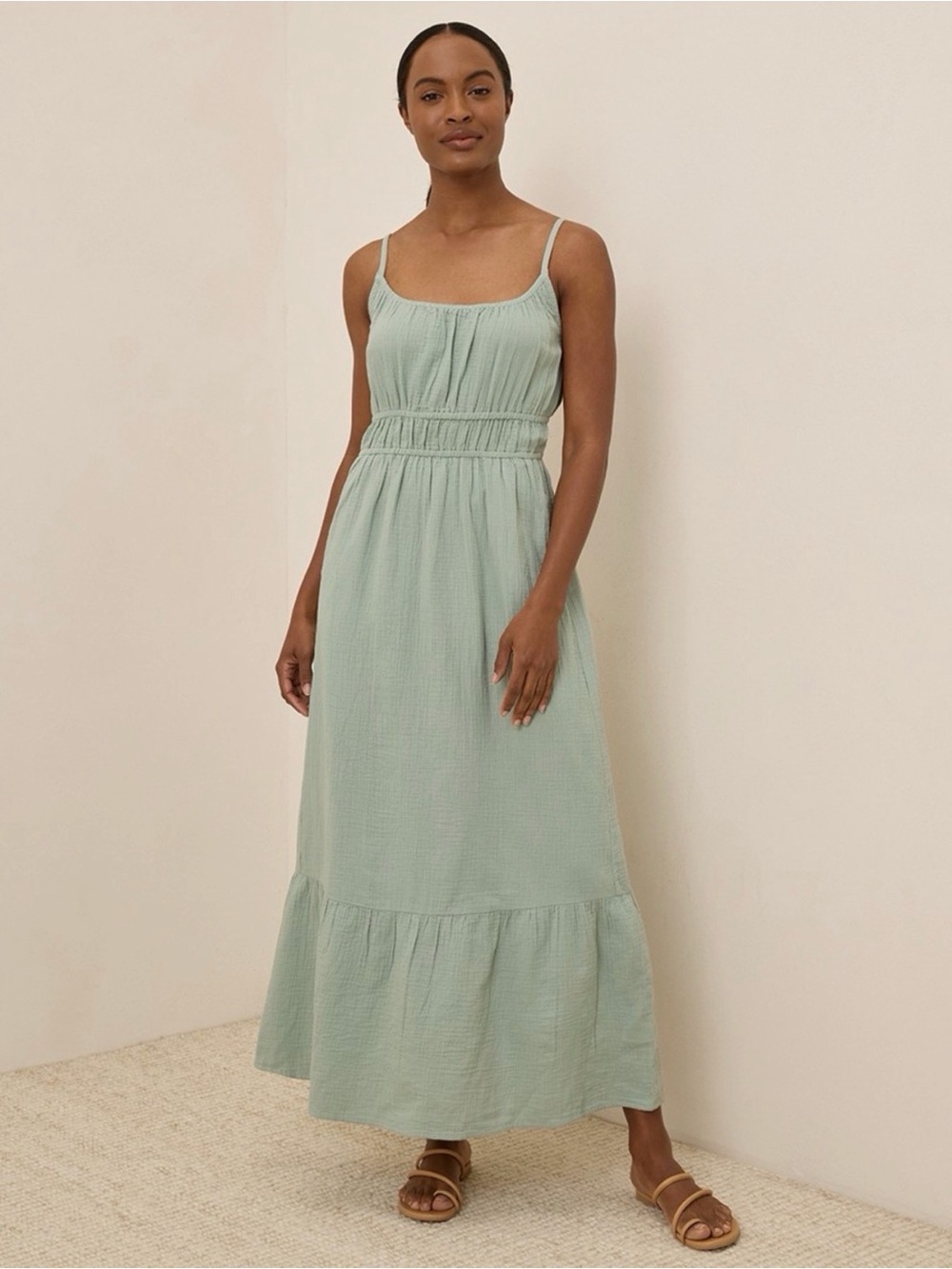 Pact Mint Green Spaghetti-Strap Maxi Dress
